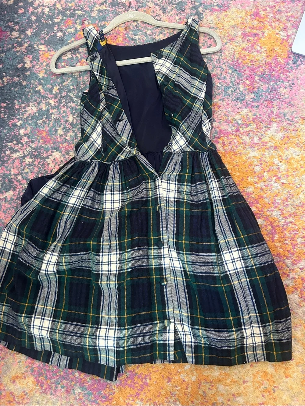 Polo by Ralph Lauren Navy, Green and White Plaid Sleeveless Dress